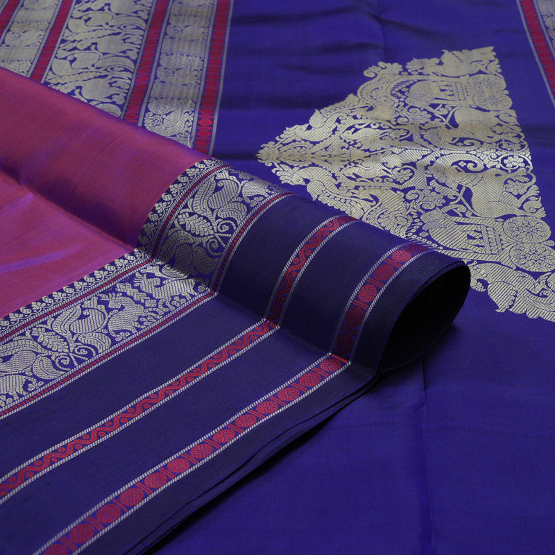 Hayagrivas Handloom Purple Kanjivaram Silk Saree with Violet Border KBE1693K4-1