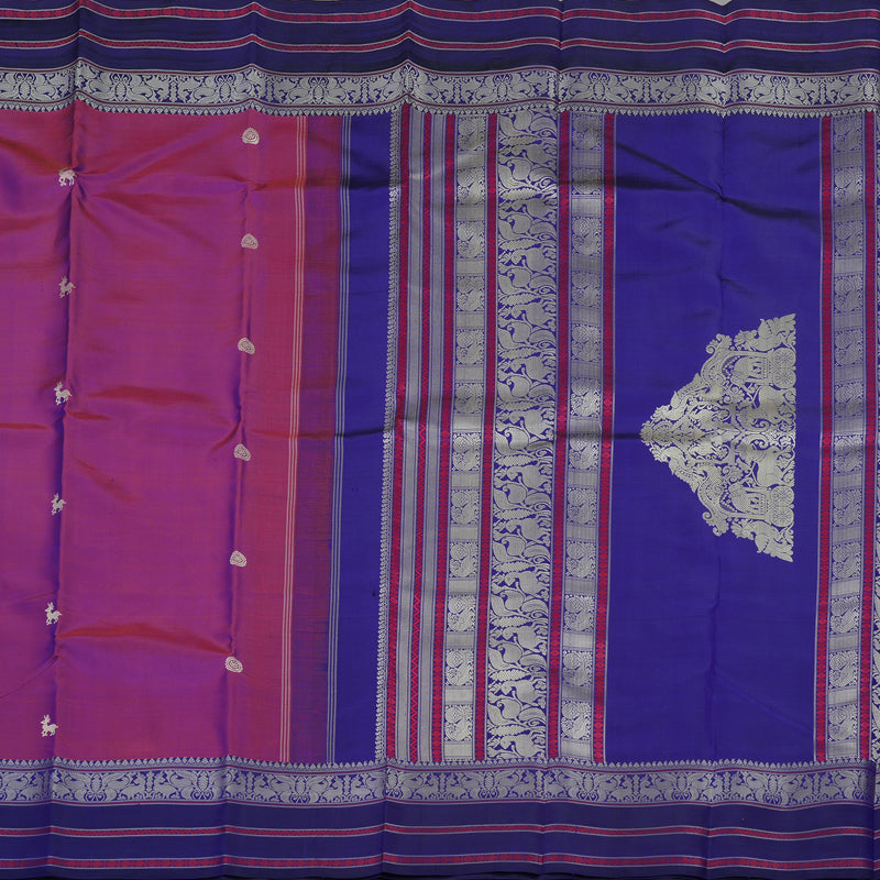 Hayagrivas Handloom Purple Kanjivaram Silk Saree with Violet Border KBE1693K4-1