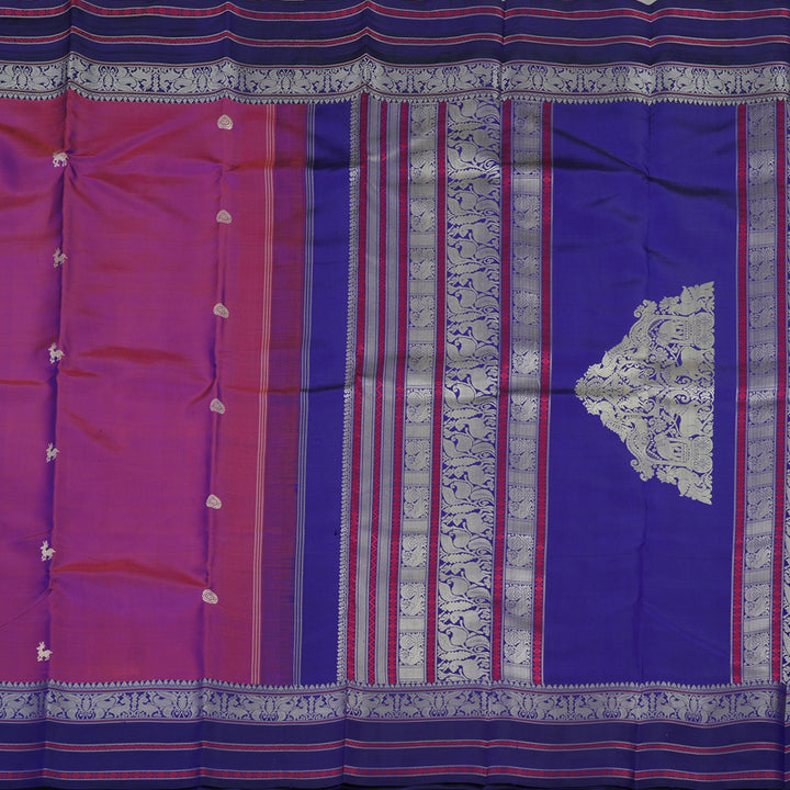 Hayagrivas Handloom Purple Kanjivaram Silk Saree with Violet Border KBE1693K4-1