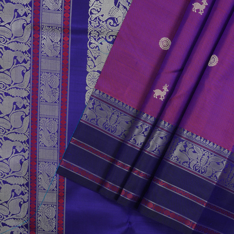 Hayagrivas Handloom Purple Kanjivaram Silk Saree with Violet Border KBE1693K4-1