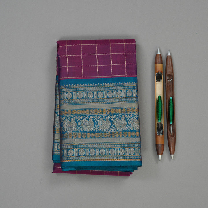 Hayagrivas Handloom Purple Kanjivaram Silk Saree with Mayilkazhuthu Border KBE1693K4-2