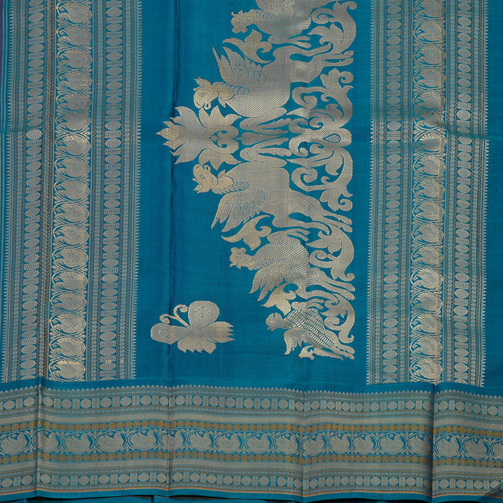 Hayagrivas Handloom Purple Kanjivaram Silk Saree with Mayilkazhuthu Border KBE1693K4-2