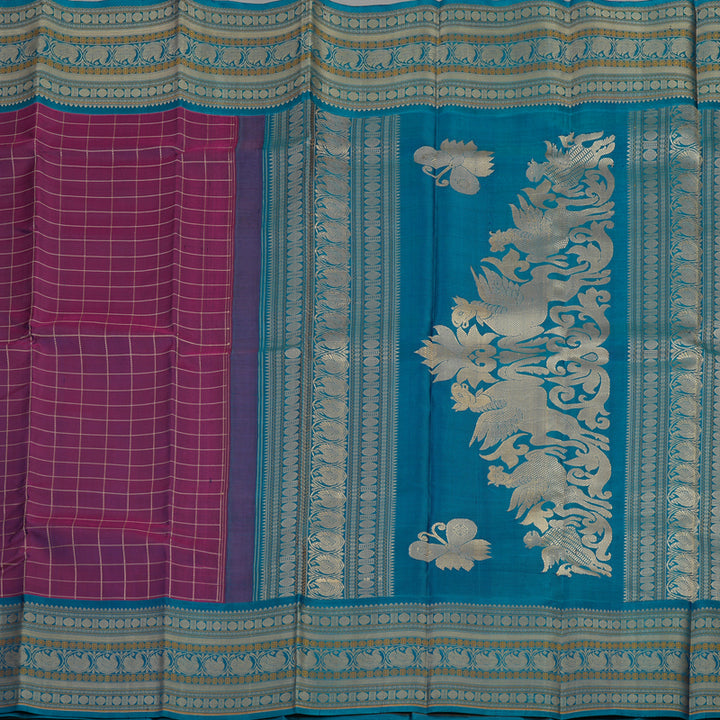 Hayagrivas Handloom Purple Kanjivaram Silk Saree with Mayilkazhuthu Border KBE1693K4-2