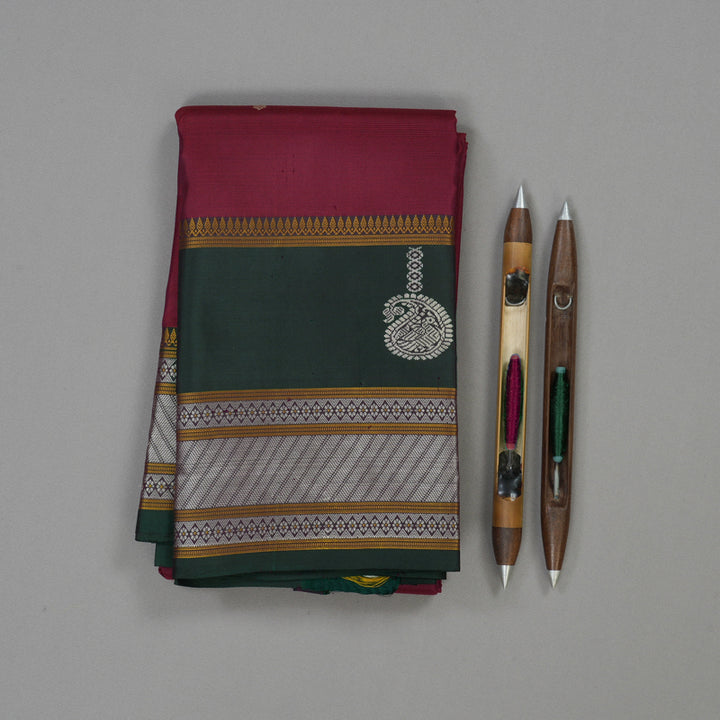 Hayagrivas Handloom Wine Kanjivaram Silk Saree KBE1693K5-3