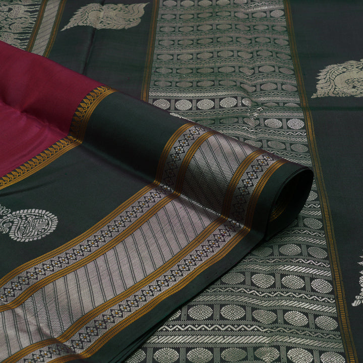 Hayagrivas Handloom Wine Kanjivaram Silk Saree KBE1693K5-3