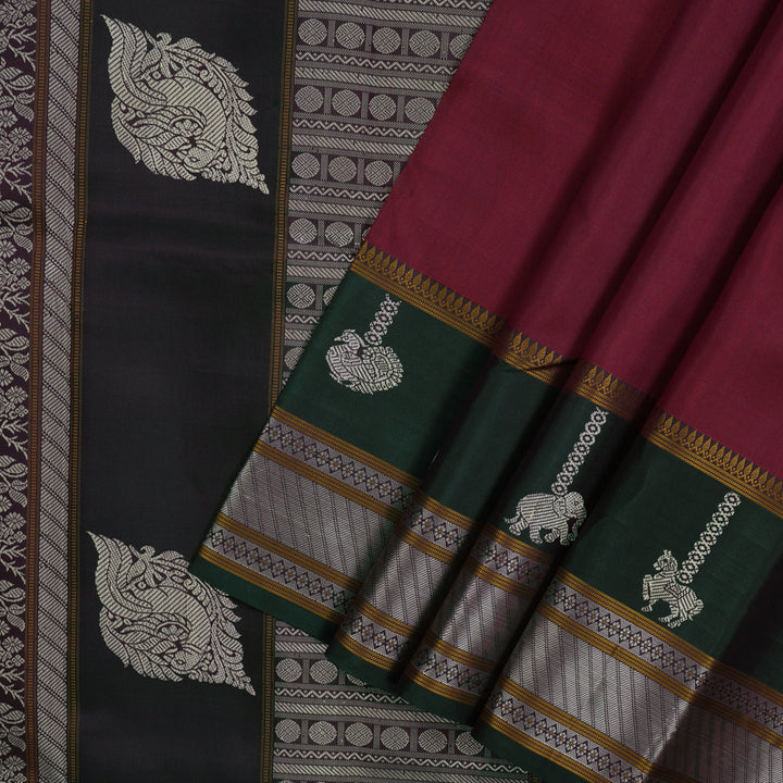 Hayagrivas Handloom Wine Kanjivaram Silk Saree KBE1693K5-3