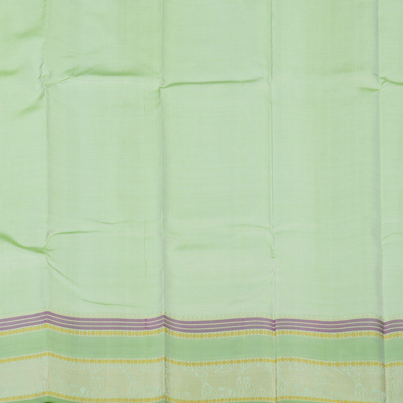 Hayagrivas Handloom Half white Kanjivaram Silk Saree with Pista Green border KBE1693K6-2