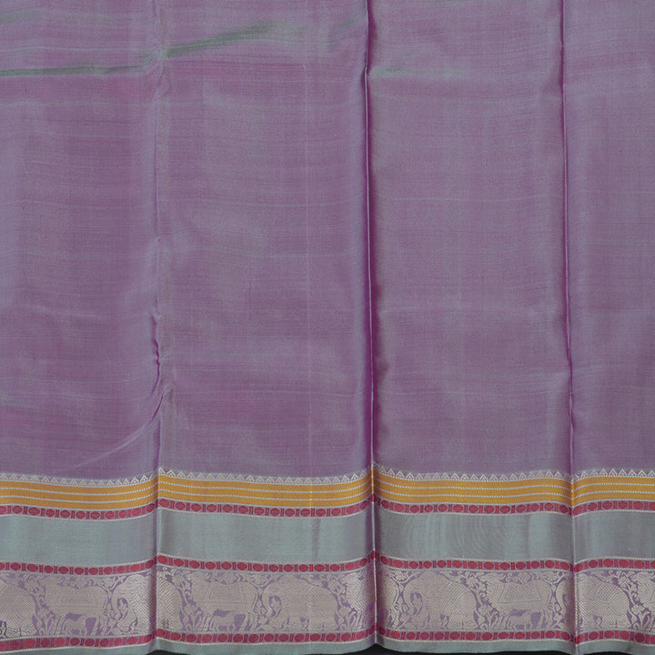 Hayagrivas Handloom Rust Pink Kanjivaram Silk Saree with Bluish-Grey Border KBE1693K6-4