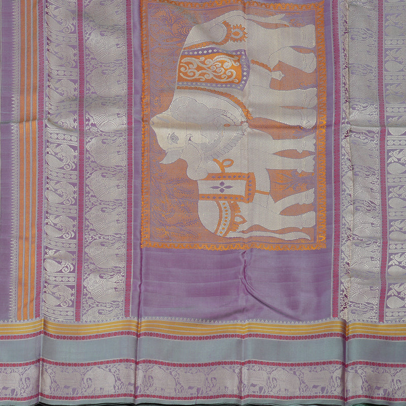 Hayagrivas Handloom Rust Pink Kanjivaram Silk Saree with Bluish-Grey Border KBE1693K6-4