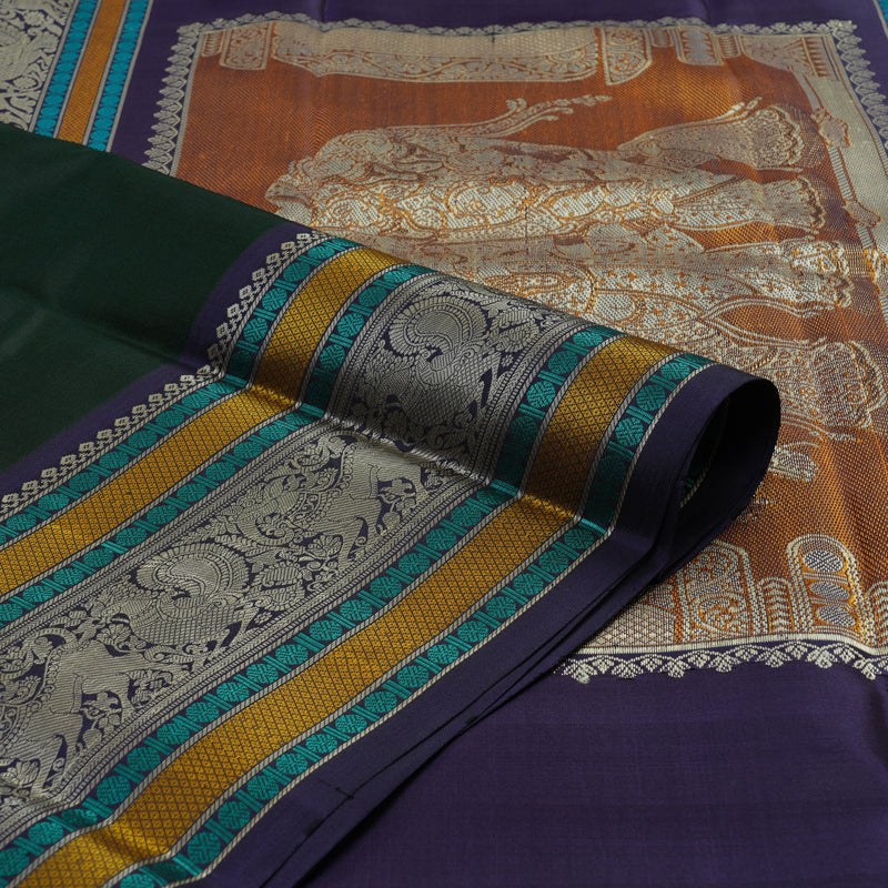 Hayagrivas Handloom Karum Pachai Kanjivaram Silk Saree with Violet Border KBE1693K7-1