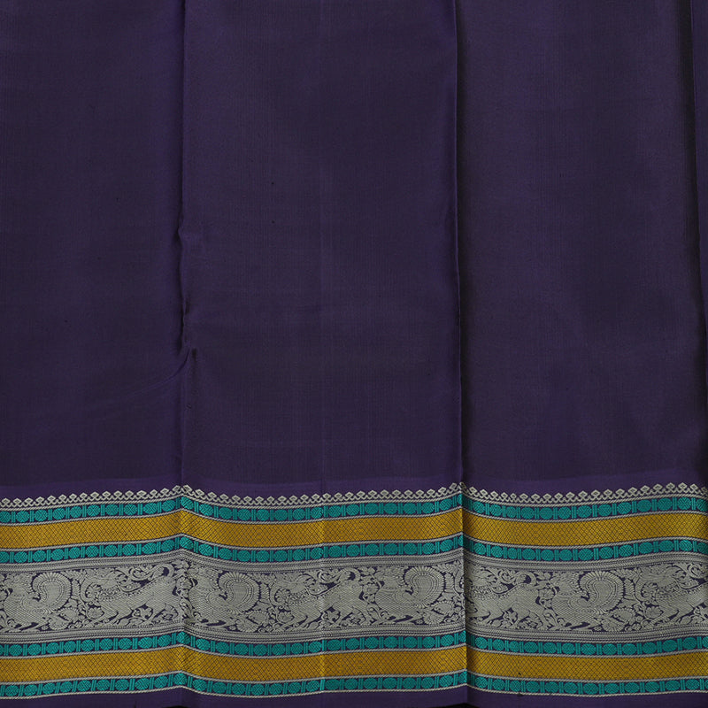 Hayagrivas Handloom Karum Pachai Kanjivaram Silk Saree with Violet Border KBE1693K7-1