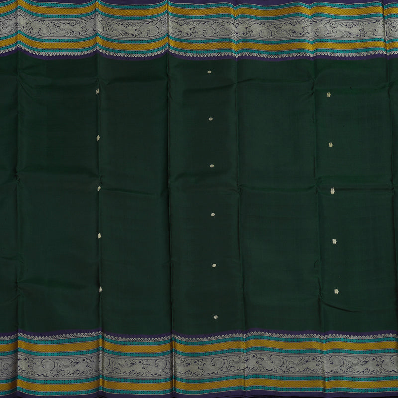 Hayagrivas Handloom Karum Pachai Kanjivaram Silk Saree with Violet Border KBE1693K7-1