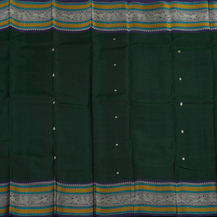 Hayagrivas Handloom Karum Pachai Kanjivaram Silk Saree with Violet Border KBE1693K7-1