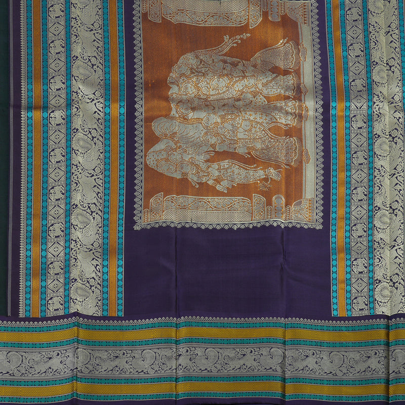 Hayagrivas Handloom Karum Pachai Kanjivaram Silk Saree with Violet Border KBE1693K7-1