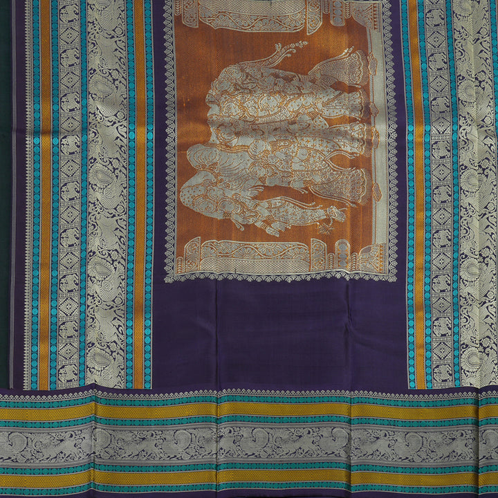 Hayagrivas Handloom Karum Pachai Kanjivaram Silk Saree with Violet Border KBE1693K7-1