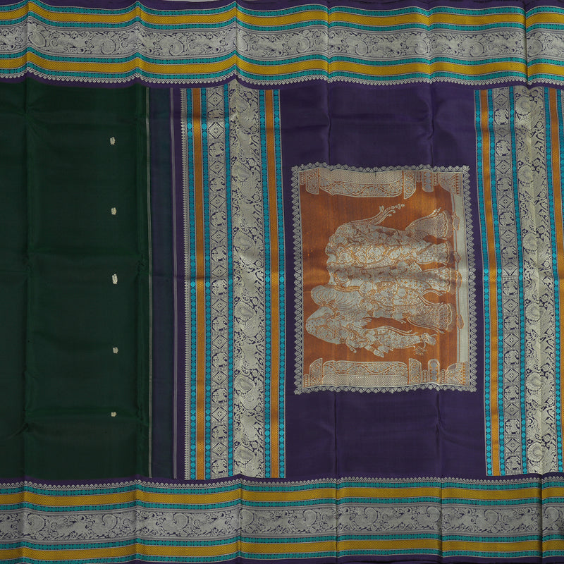 Hayagrivas Handloom Karum Pachai Kanjivaram Silk Saree with Violet Border KBE1693K7-1