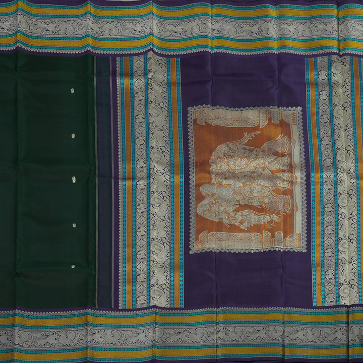 Hayagrivas Handloom Karum Pachai Kanjivaram Silk Saree with Violet Border KBE1693K7-1