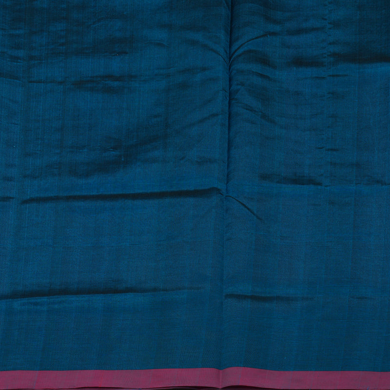 Hayagrivas Deep Peacock Blue Pure Kanchi Silk Cotton Saree with Purple Border KBE1695K1-1