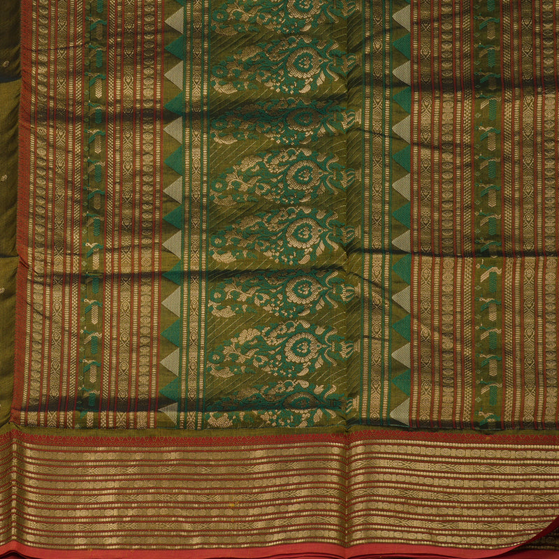 Hayagrivas Mehandi Green Pure Kanchi Silk Cotton Saree KBE1695K10-3
