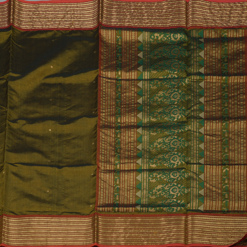 Hayagrivas Mehandi Green Pure Kanchi Silk Cotton Saree KBE1695K10-3