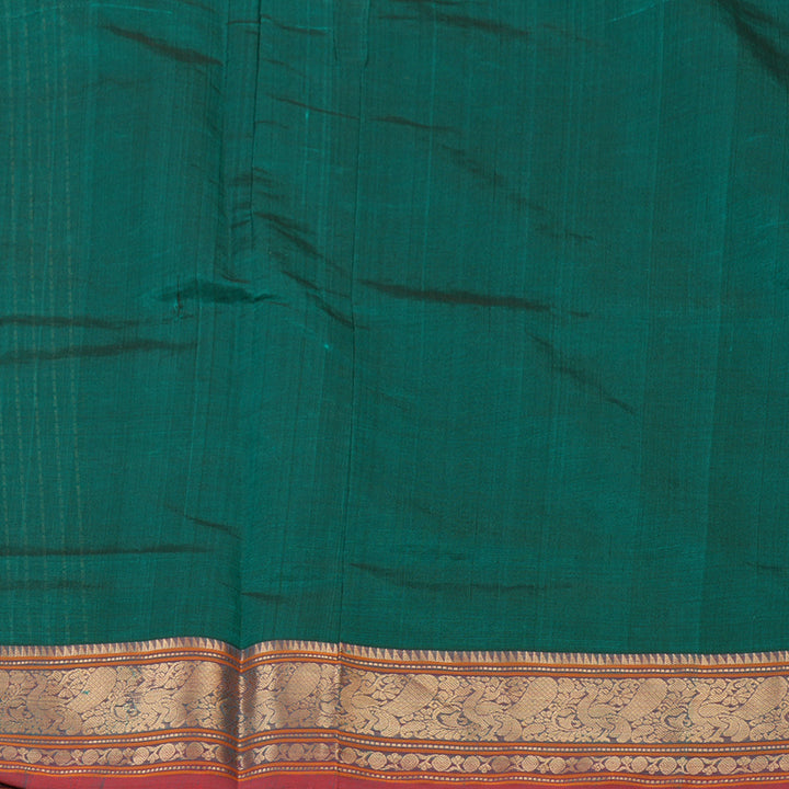 Hayagrivas Bottle Green Pure Kanchi Silk Cotton Saree with Maroon border KBE1695K12-12