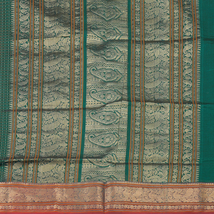 Hayagrivas Bottle Green Pure Kanchi Silk Cotton Saree with Maroon border KBE1695K12-12