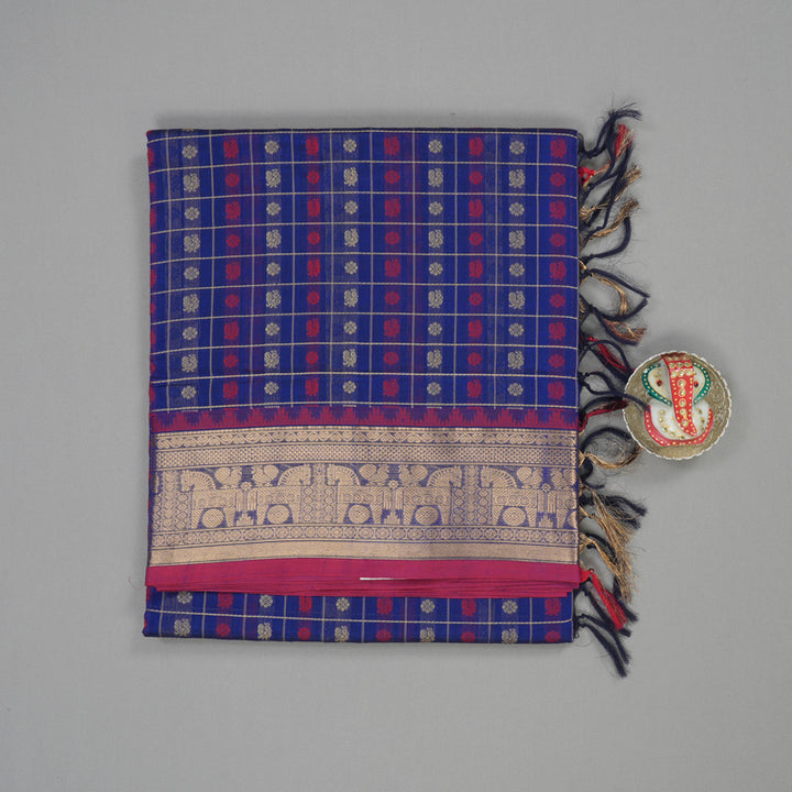 Hayagrivas Royal Blue Pure Kanchi Silk Cotton Saree KBE1695K12-23