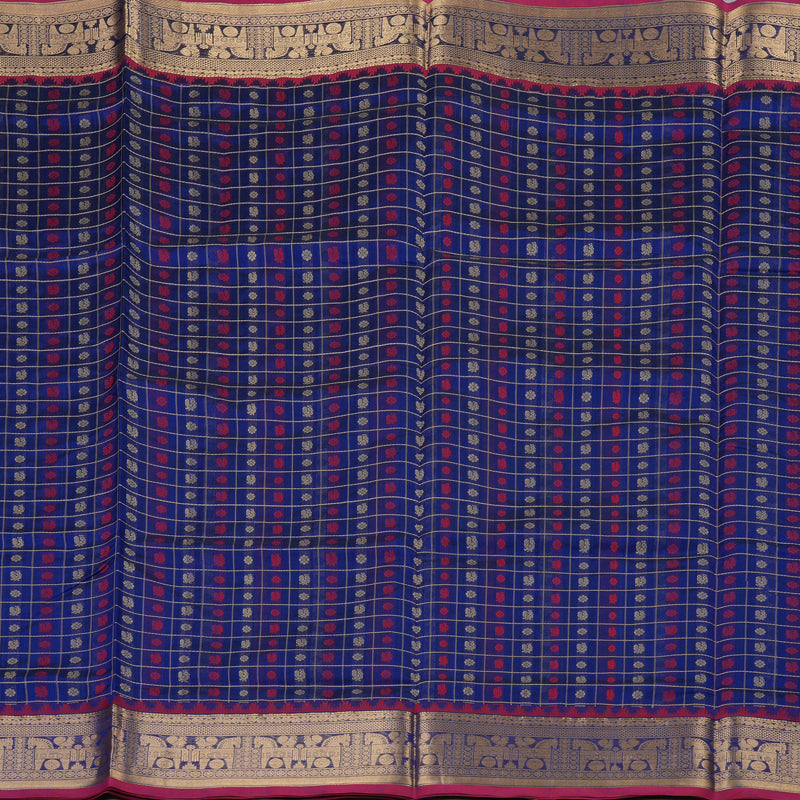 Hayagrivas Royal Blue Pure Kanchi Silk Cotton Saree KBE1695K12-23