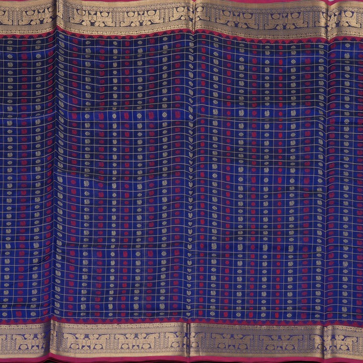 Hayagrivas Royal Blue Pure Kanchi Silk Cotton Saree KBE1695K12-23