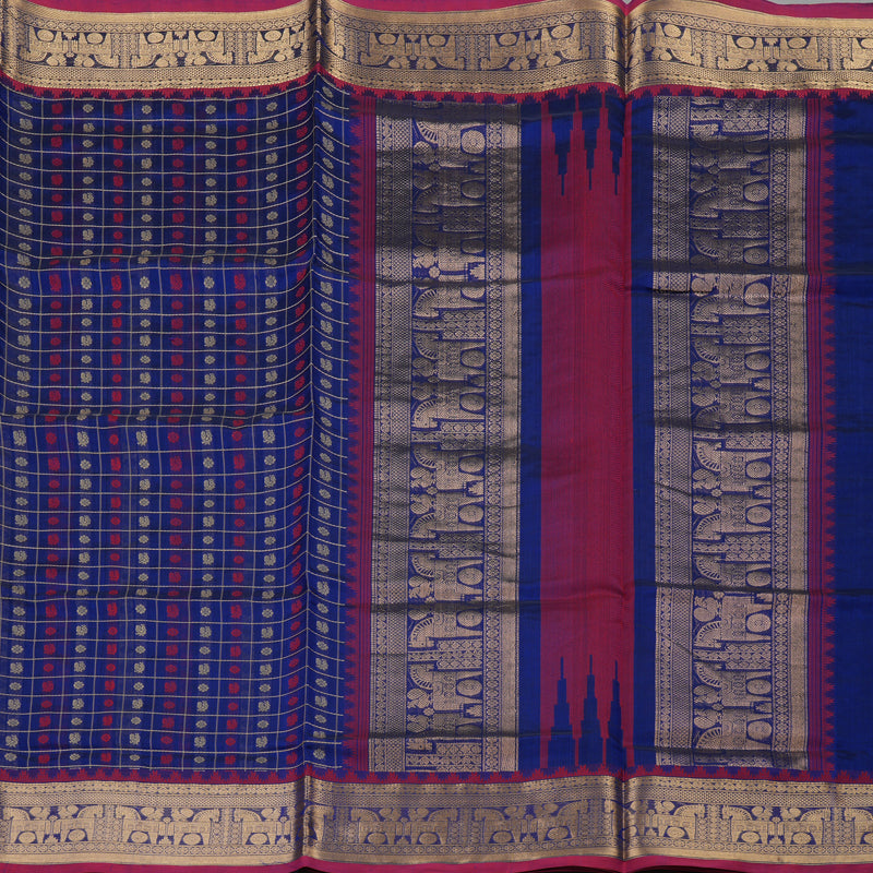 Hayagrivas Royal Blue Pure Kanchi Silk Cotton Saree KBE1695K12-23