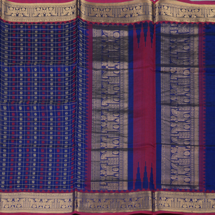 Hayagrivas Royal Blue Pure Kanchi Silk Cotton Saree KBE1695K12-23