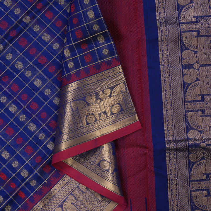 Hayagrivas Royal Blue Pure Kanchi Silk Cotton Saree KBE1695K12-23