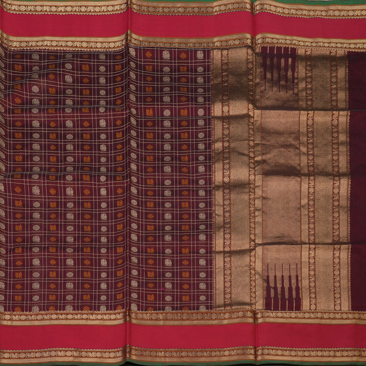 Hayagrivas Wine Maroon Pure Kanchi Silk Cotton Saree KBE1695K12-4