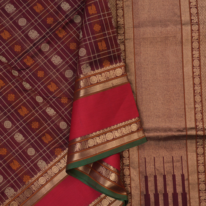 Hayagrivas Wine Maroon Pure Kanchi Silk Cotton Saree KBE1695K12-4