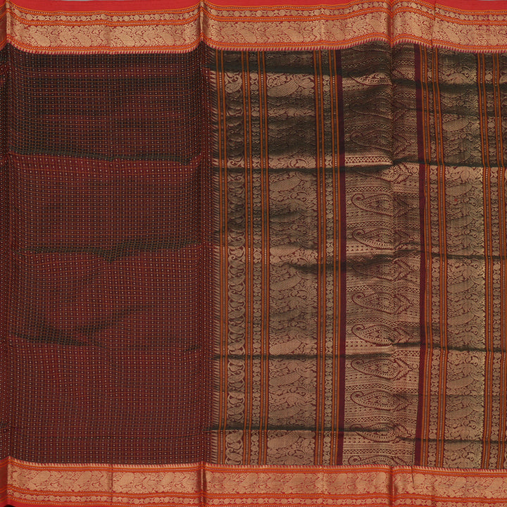 Hayagrivas Araku Maroon Soft Kanchi Silk Cotton Saree with Red border KBE1695K12-5