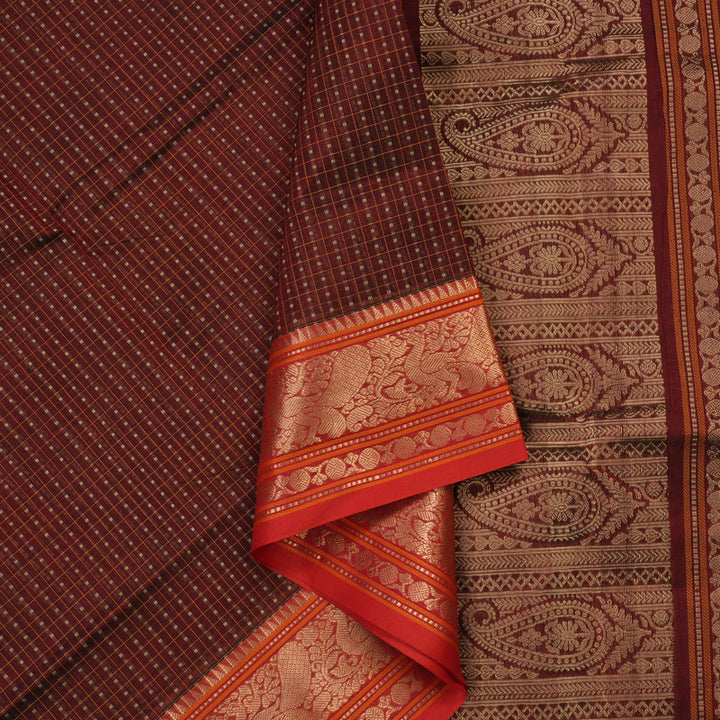 Hayagrivas Araku Maroon Soft Kanchi Silk Cotton Saree with Red border KBE1695K12-5