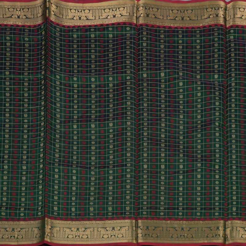 Hayagrivas Bottle Green Soft Kanchi Silk Cotton Saree KBE1695K12-6