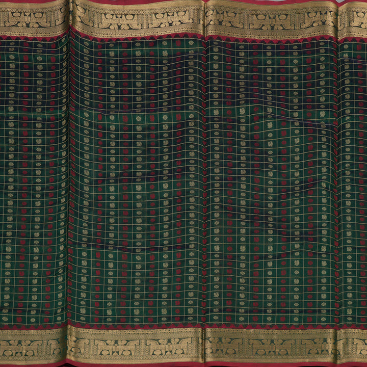 Hayagrivas Bottle Green Soft Kanchi Silk Cotton Saree KBE1695K12-6