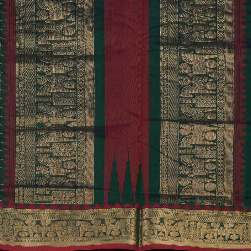 Hayagrivas Bottle Green Soft Kanchi Silk Cotton Saree KBE1695K12-6