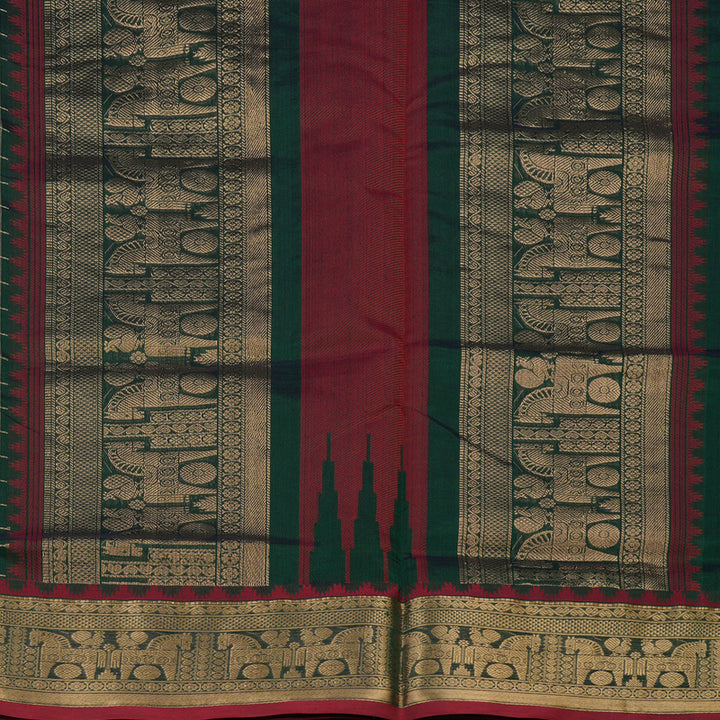 Hayagrivas Bottle Green Soft Kanchi Silk Cotton Saree KBE1695K12-6