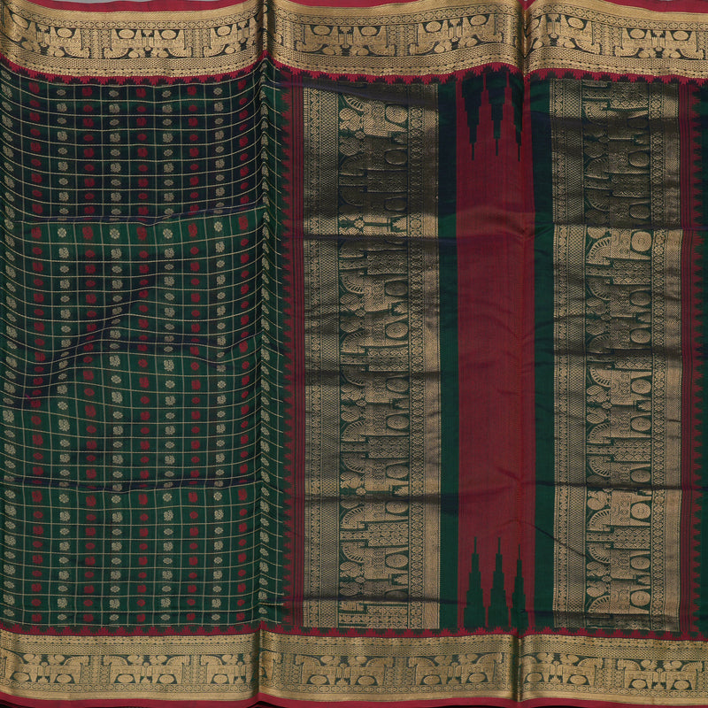 Hayagrivas Bottle Green Soft Kanchi Silk Cotton Saree KBE1695K12-6