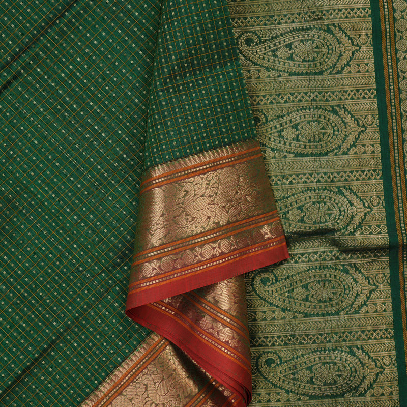 Hayagrivas Bottle Green Pure Kanchi Silk Cotton Saree KBE1695K12-7