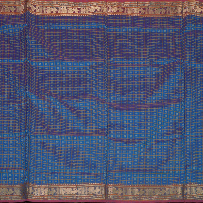 Hayagrivas Peacock Blue Pure Kanchi Silk Cotton Saree KBE1695K12-9