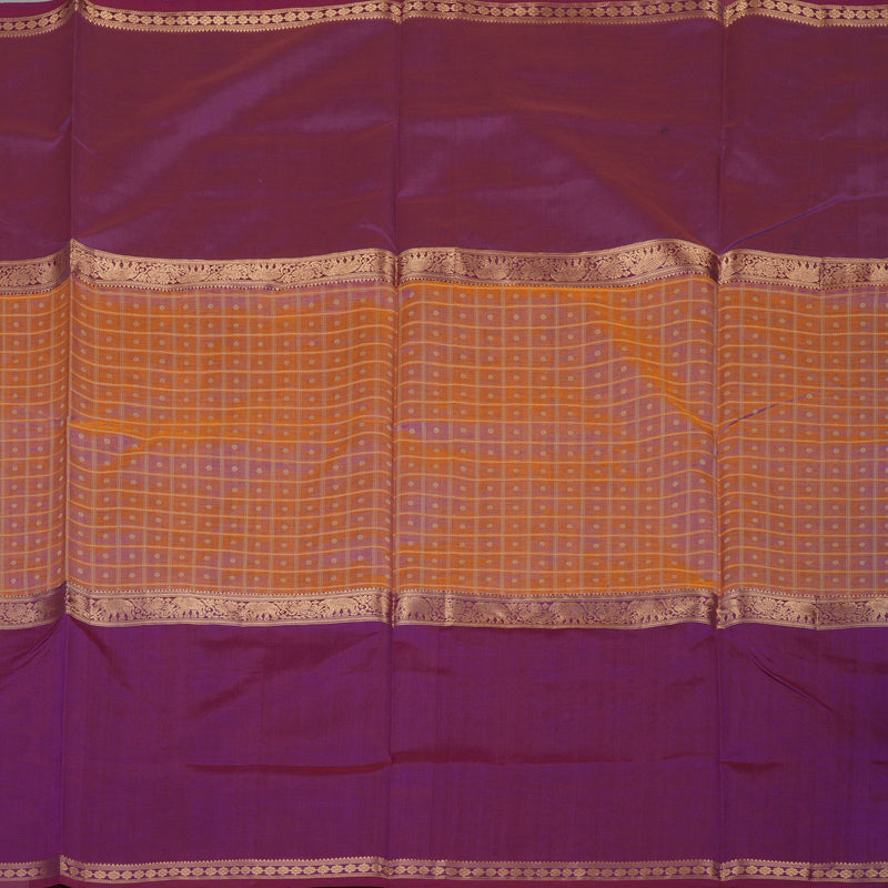Hayagrivas Dual Tone (Orange & Purple) Pure Kanchi Silk Cotton Saree KBE1695K13-17
