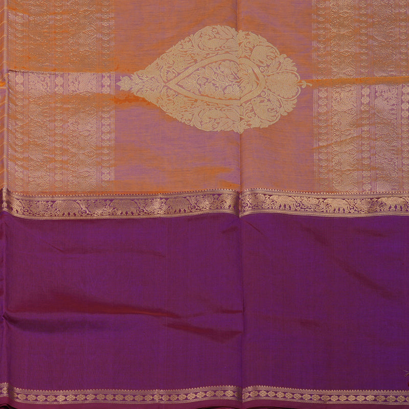 Hayagrivas Dual Tone (Orange & Purple) Pure Kanchi Silk Cotton Saree KBE1695K13-17