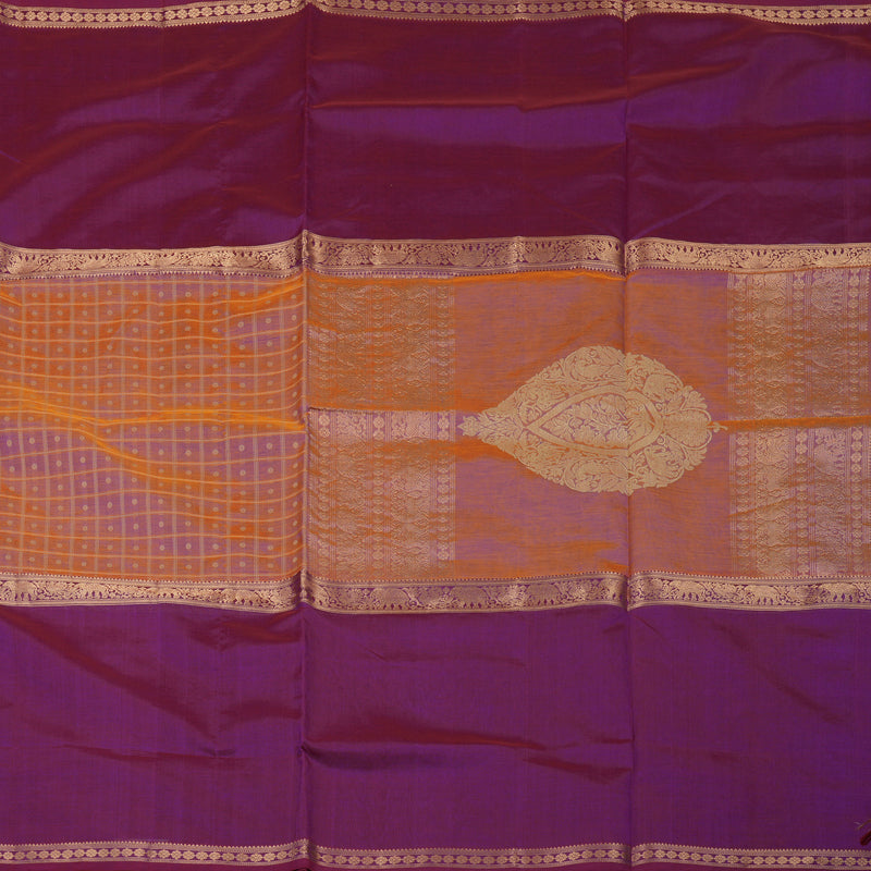 Hayagrivas Dual Tone (Orange & Purple) Pure Kanchi Silk Cotton Saree KBE1695K13-17