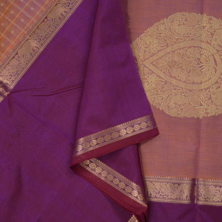 Hayagrivas Dual Tone (Orange & Purple) Pure Kanchi Silk Cotton Saree KBE1695K13-17