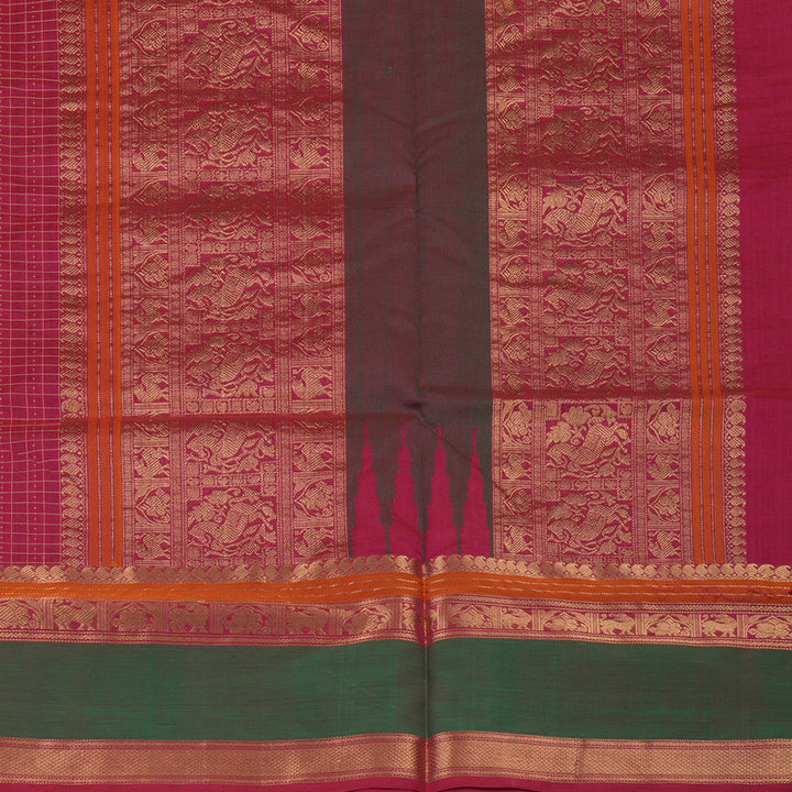 Hayagrivas Deep Pink Pure Kanchi Silk Cotton Saree KBE1695K13-19
