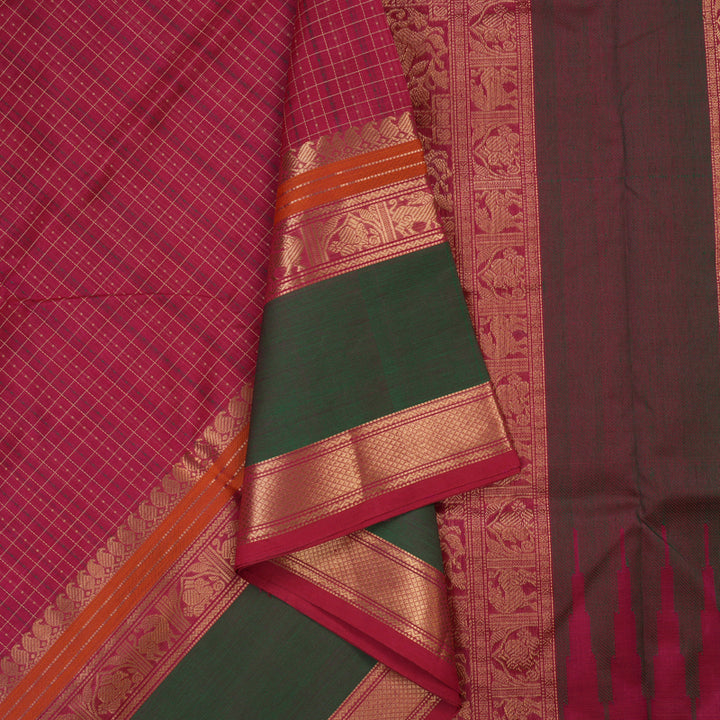 Hayagrivas Deep Pink Pure Kanchi Silk Cotton Saree KBE1695K13-19