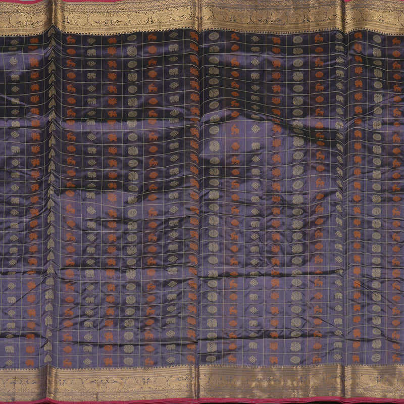 Hayagrivas Mild Purple Pure Kanchi Silk Cotton Saree with Pink Edging KBE1695K13-2